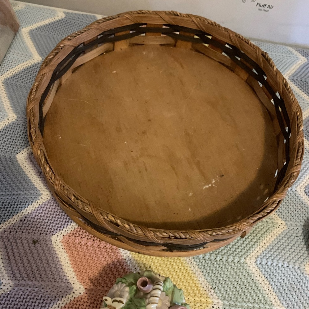 Wicker basket lazy Susan